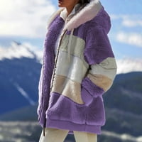 Fleece Jacket Women, modni kardigani sa kapuljačom od runa kaput jesen zimska topla vunena patipper sherpa jaknu odjeća
