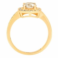 1.4ct okrugli rez smeđi prirodni morgatit 18K žuti zlatni godišnjica Angažovanje halo prstena veličine 9,75