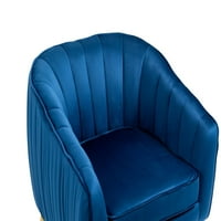 Baršunasta akcentna stolica s otomanom, moderna stolica za barel sa čvrstim metalnim nogama, zaslonu za slobodno vrijeme sa zaštitnim nožnim jastučićima za dnevni boravak, spavaću sobu, plavu