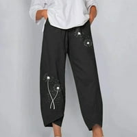Lilgiuy ženska modna ljetna casual labavi džep ravno ispis pantalone lagane svestrane izlasku hlače
