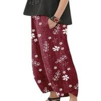 Ženski ljetni cvjetni ispis široki noga joga harem sportske hlače casual labave vrećaste pantalone