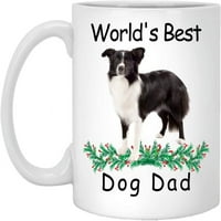 Smiješan izlaska pokloni za ljubitelje kućnih ljubimaca Collie Black White Worlds Best Dog Tata Božićni