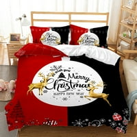Gooyedpread Xmas Coovet Set ELK Print Commforter Božićni prekrivač sa jastukom posteljina puna kraljica