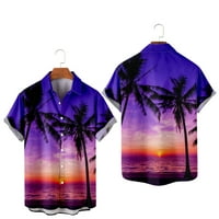 Fnyko majice za muškarce i dječake Havajska plaža Coconut Print Regular Fit Casual Dugme s kratkim rukavima