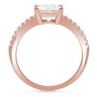 1. CT sjajna princeza Clear Simulirani dijamant 18k Rose Gold Solitaire sa accentima prsten sz 6.5