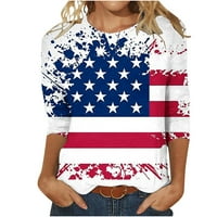 Lolmot 4. srpnja Košulje za žene Ameircan zastava košulje zvijezda Stripes majica Ležerne prilike, patriotske