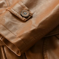 Muška umjetna kožna jakna Big i visoka puna boja dugih rukava Zip up štand ovratnik srednje dužine jakne
