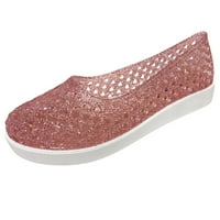 Dame Fashion Summer Solid Bool Hollow Okrugli nožni donji donji donji sandale za žene ružičaste 7