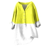 Plus size Ljeto vrhovi modni ljetni casual bluza s dugim rukavima V Vreće za tisak vrata Tunička majica
