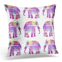 Purple Luck Elephants Aztec uzorak ružičasta nebula plavi divlji jastuk za jastuk