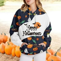 Podplug ženske casual kapuljača za halloween s dugim rukavima, pulover s dugim rukavima, labavo lagano