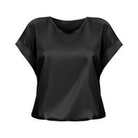 Žene T majice Trendy proljeće i ljetna kratka rukava saten majica Labave casual okruglih majica za žene