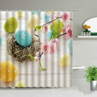 Uskršnji tuš zastori obojeni jaja slatka zečja cvijet zelena biljka vodootporna tkanina kupatilo dekor