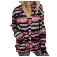 PEDORT WOMENS CARDIGANS DUGE GUMB DOWN SOLID KNITNI KARDIRANS CRVENO, 2XL