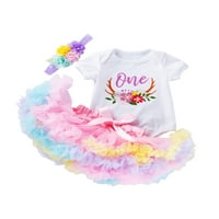 GRIANOOK KIDS Ljeto odijelo Tutu Roman cvjetni print outfit djevojke princeze Top + suknje + trake za