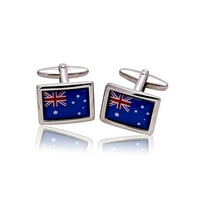 Silver Tone Australian zastave Novost manžete u plavoj, bijeloj i crvenoj boji