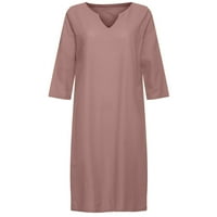 Elegantne haljine za žene tiskane ljetne struk Duljina koljena V-izrez A-line kratki rukav Datum rukav ružičasta L