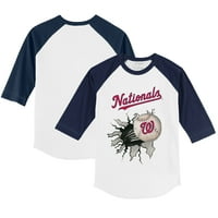 Toddler Tiny Turpap bijela mornarica Washington Državljani bejzbol suza 3 majica sa 4 rukava