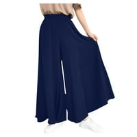Wendunide ženske hlače Ženska modna boja solidna boja viseći struk crtajte niz Ležerne duge hlače plavi xl