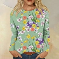 Ženska modna casual dugih rukava cvjetni print Okrugli pulover za okrugli vrat Top bluza