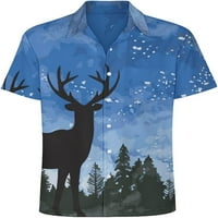 Delerain jelena majica za muškarce Retro Big i visoki gumb dolje majice Casual Aloha kratkih rukava