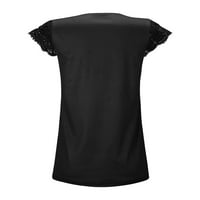 Sayhi ženske ljetne vrhove košulje šuplje čipkasto puno casual top labav kratki rukav print v izrez