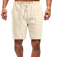 Muški i veliki muški elastični struk kratki čvrsti ispis opuštene ljetne plažne hlače bež xxxl