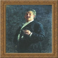 Portret slikara i kipara Mihail Osipovich Mikeshin Gold Ornate Wood Framed Platnena umjetnost Repin,