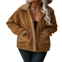 Kiapeise Winter Casual Jackets za žene s dugim rukavima Fuzzy fleece kaput shaggy sherpa topla gornja