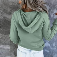 Pgeraug Womens Fals modni duksevi Pulover za spuštanje gumba Džepci s kapuljačom s kapuljačom dugih rukava Vrući se džemperi za žene zelena 3xl