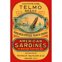 Retrolabel crni moderni uokvireni muzej umjetnosti tisak pod nazivom - Telmo marke američke sardine