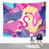 Sažetak u boji s ružičastim Flamingo zidnom umjetnošću Viseća tapiserija Kućni dekor za dnevnu sobu