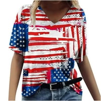 Košulje od 4. jula Košulje za žene za žene 4. jula Patriotski vrhovi umetnute američke zastave Grafičke