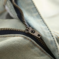 Prodaja čišćenja trčanja Muški raštrkani traper deblica rastezljive isprane traperice CUT-OFF Classic Fit Biker Jeans Trunks Ležerne prilike Pola kratke hlače, žuta, 3xl