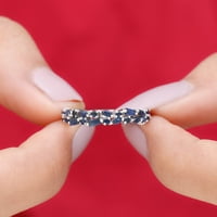 Jedinstveni plavi safirni prsten od pola vječnosti, srebrna srebra, US 4.50