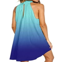 Voguele Dame Ljeto Plaže Sundress Tange bez rukava Distrient Mini haljina Party Kaftan plavi m