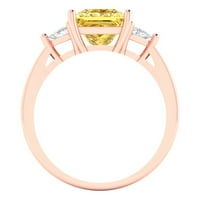 2. CT Sjajna princeza Rezani prirodni citrinski 14K ružičasto zlato Trokratna veličina prstena 5,25