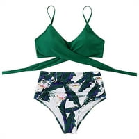 Sdjma Womens kupaći kostimi dva vintage ispisana gudrav pogled na zamotač za struk Cross Cloor Bikini