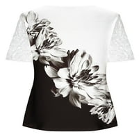 Springttc Womens Program za šivanje kratkih rukava V-izrez cvjetni print Summrt Tunic Bluze