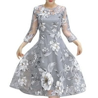 Huaai ženska ljetna cvjetna haljina s dugim rukavima kraljevska haljina Ležerne prilike za vjenčanje