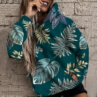 Ketyyh-Chn vrhovi za žene s kapuljačom s dugim rukavima otvoreni prednji kardigan dugi džemperi sa džepovima Green, XL