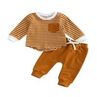 GENUISKIDS TODDLER Baby Boys Fall Outfits Dugi rukav Striped pulover vrhovi solidne boje vučne hlače