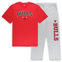 Muški pojmovi Sport Red Heather Siva Chicago Bulls Big & visoka majica i Padžama hlače za spavanje