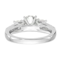 14k bijeli zlatni prsten za angažman polugradnje zaobljeno središte kamena ugradnja okruglog dijamanta,