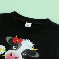 Jaweiw Baby Kid Chirty Chirty Set za odjeću, krava majica krave s kravom s patchwork flare hlače