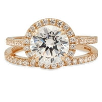 2.56ct sjajan okrugli rez pravi prirodni dijamant VS1-VS I-J 18K žuto zlato halo angažman vjenčani mladenci set dizajner prsten BW set veličine 8.5