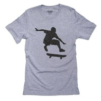 Trendy Skater Silhouette radi Ollie Skateboard Trik Muška siva majica