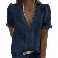 Ženska modna košulja Ženska casual bluza Ljeto Moderan kratki rukav čipka s kratkim rukavima Čvrsta