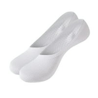 Par prozračnih svilenih čarapa za ledene male čarape za muške i žene ultra niske rezane nokse s kliznim pločicama čamca, bijela jedna veličina