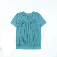 Bluze za žene Dressy Ležerne prilike u boji Solid Colore Loot Fit Comfy Ruched kratkih rukava V izrez